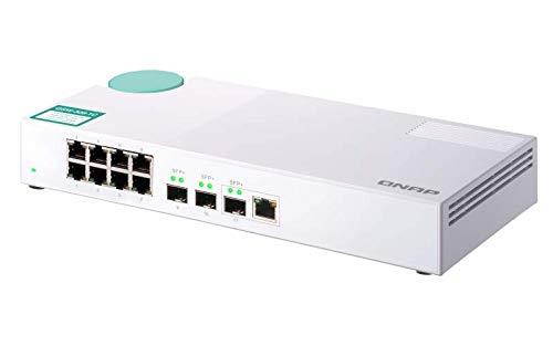 QNAP QSW-308-1C 10GbE Switch, with 3-Port 10G SFP+ (One 10GbE SFP+/RJ45 Combo Port) and 8-Port Gigabit Unmanaged Switch