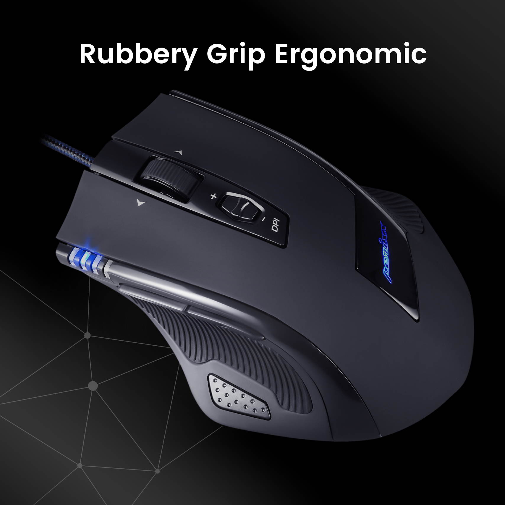 Perixx MX-2000B Ergonomic Laser Gaming Mouse, 11 Programmable Buttons, Adjustable Weight Cartridge, Customizable LED Colors, 500 to 5000 DPI Resolution