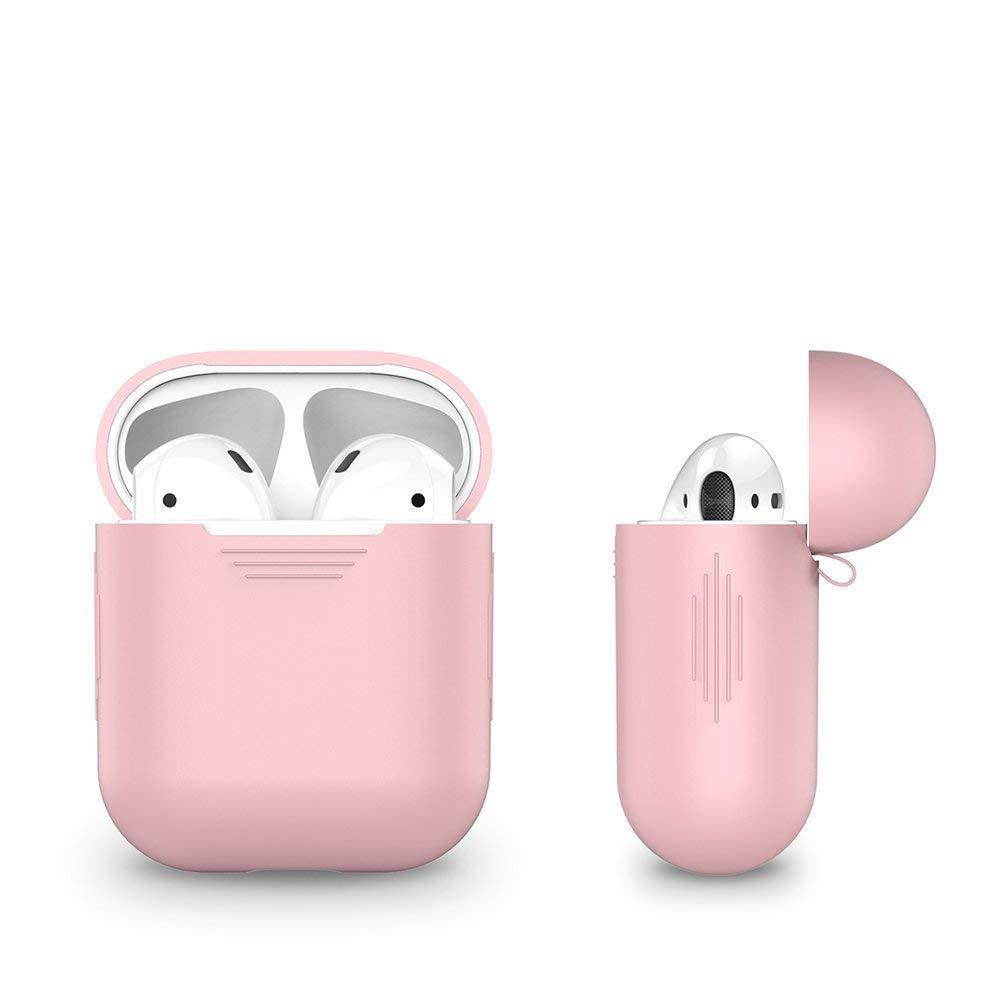 Silicone Shock Proof Protective Cover Case Sleeve Skin for AirPods Air Pods Wireless Headphone Charging Box (Pink)