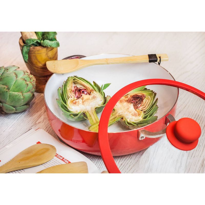 IMUSA 6.9qt Red Ceramic Nonstick Caldero with Glass Lid