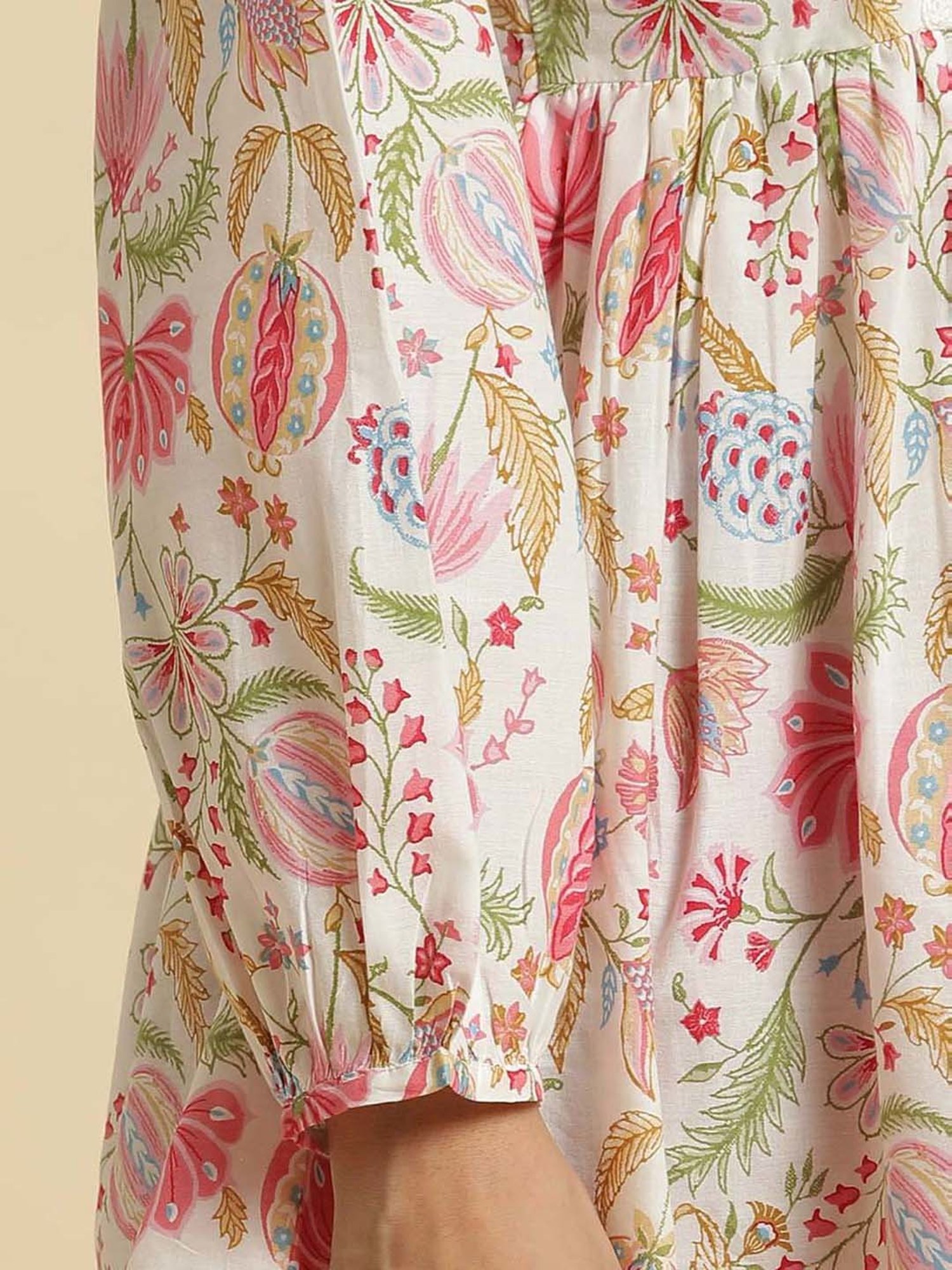 W Off-White Cotton Printed Top