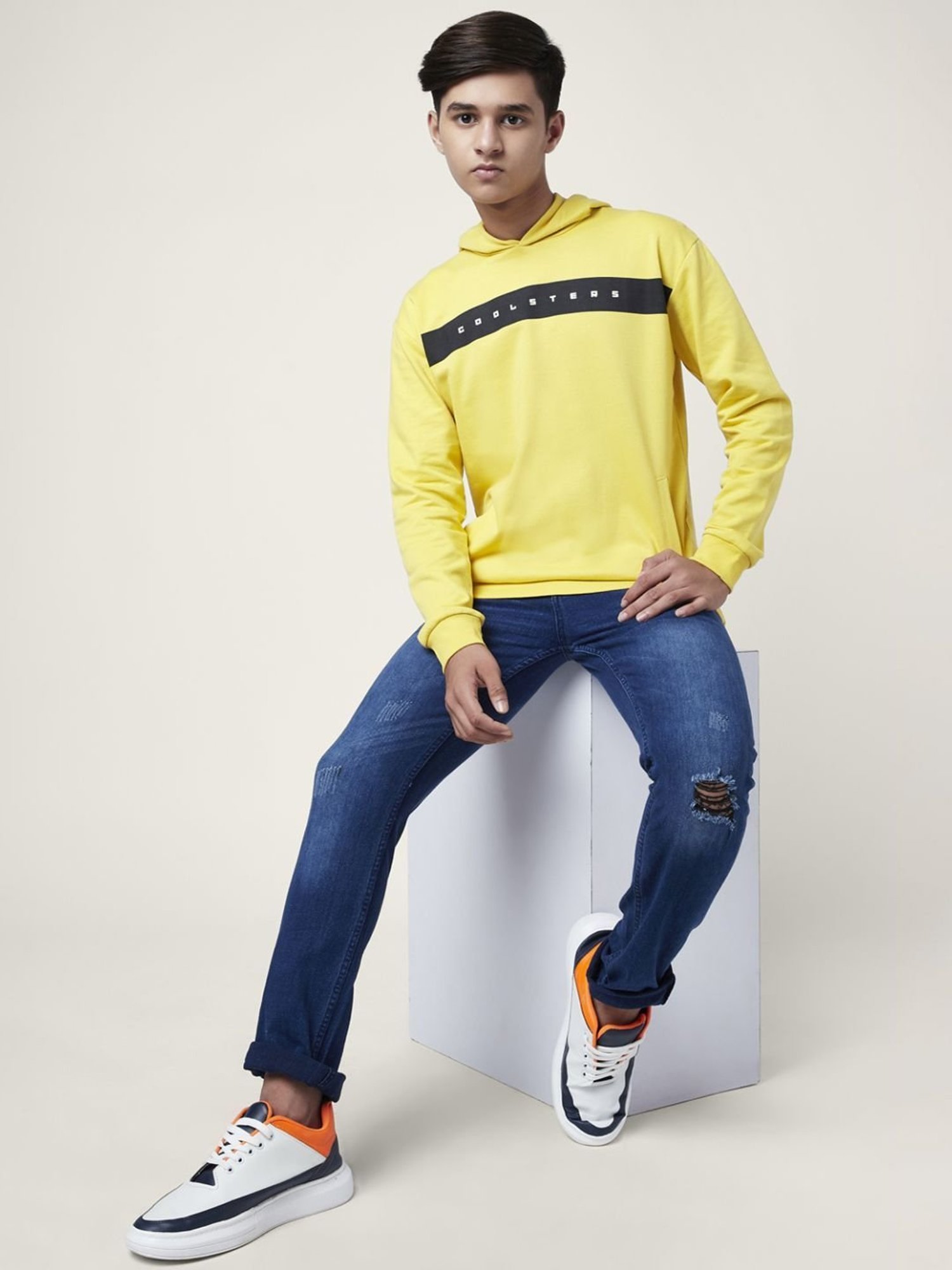 Coolsters by Pantaloons Kids Mustard Cotton Printed Full Sleeves Sweatshirt