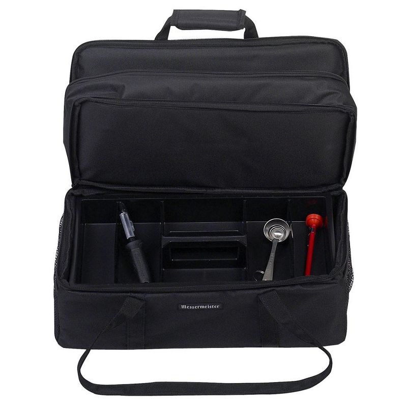 Messermeister Durable Soft Sided Culinary Tool Knife Storage Organizer Box with Convenient Carry Handles, 18 x 9 x 9 Inches, Black