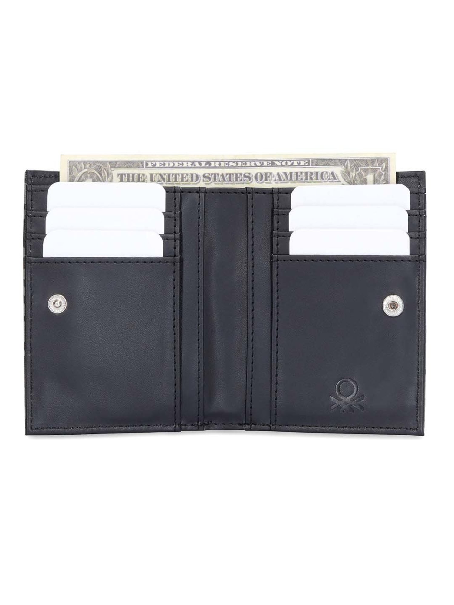United Colors of Benetton Remi Black Printed Bi-Fold Wallet For Women