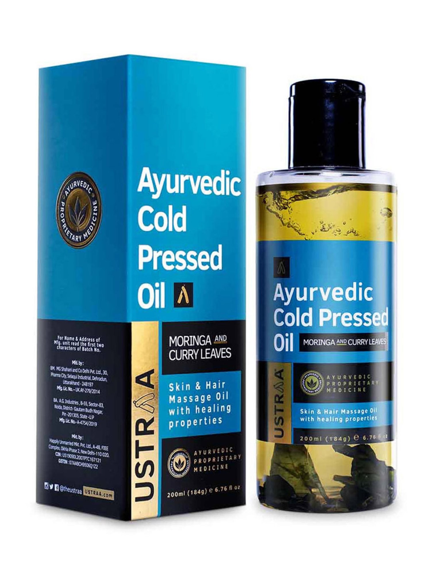 Ustraa Ayurvedic Cold Pressed Oil - 200 ml & De Tan Scrub - 100 gm