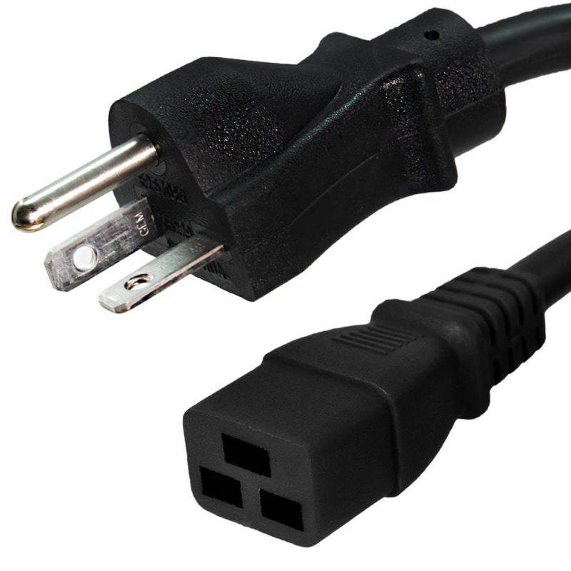 Ironbox 6-20 to C19 Connector Power Cord - Black - 15 Foot - 20A/250V - 12/3 SJT - IBX-4937-15