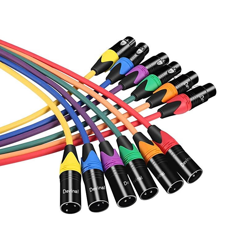 XLR Patch Cable  10 foot Mic Cable 3 pin XLR male to female 6 Colored cord Balanced Multicolored Shielded Audio Microphone Snake Cords