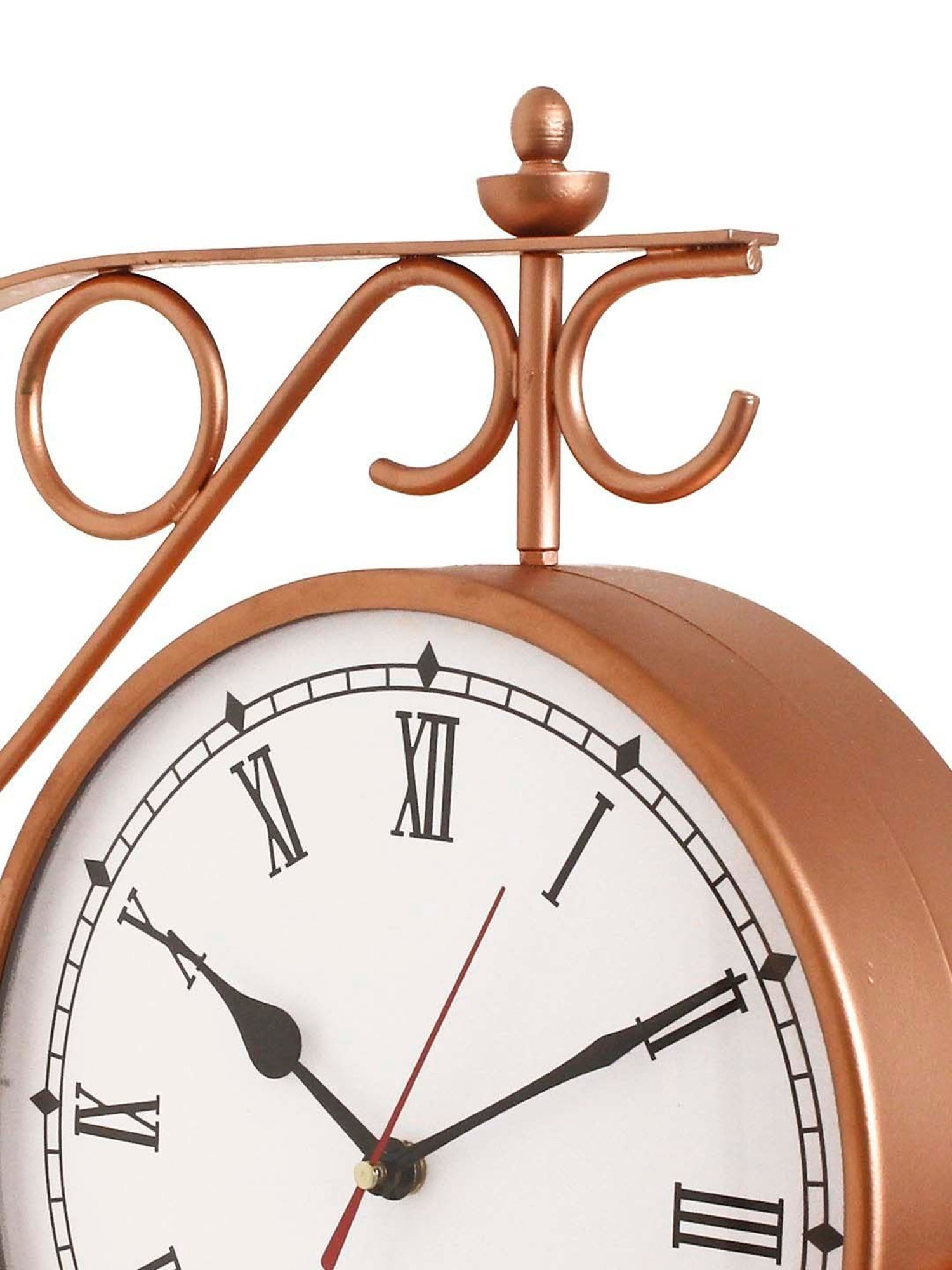 CHRONIKLE Copper Iron Roman Numbers Double Sided Hanging Wall Clock