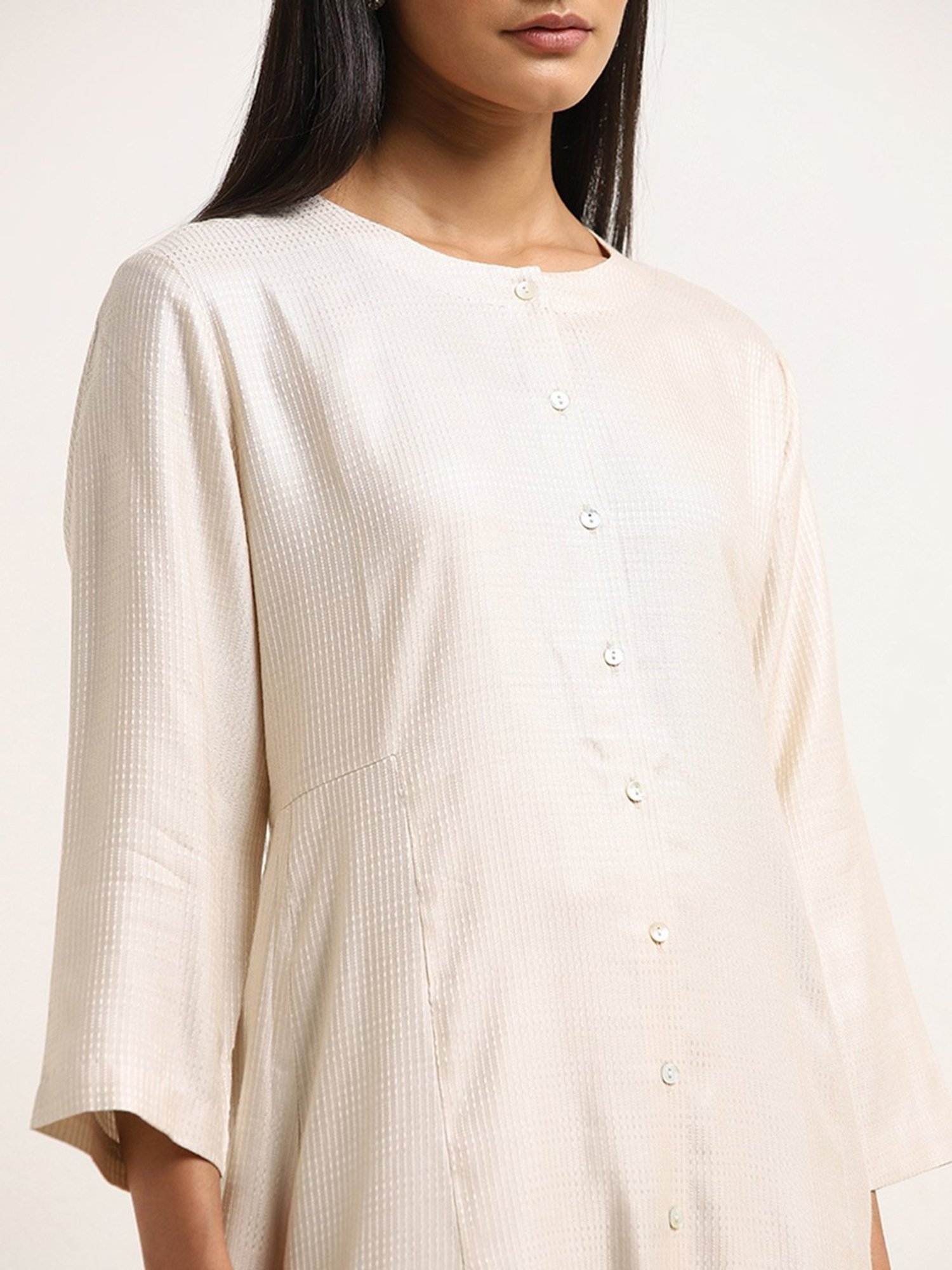 Zuba by Westside Light Beige A-Line Cotton Kurta