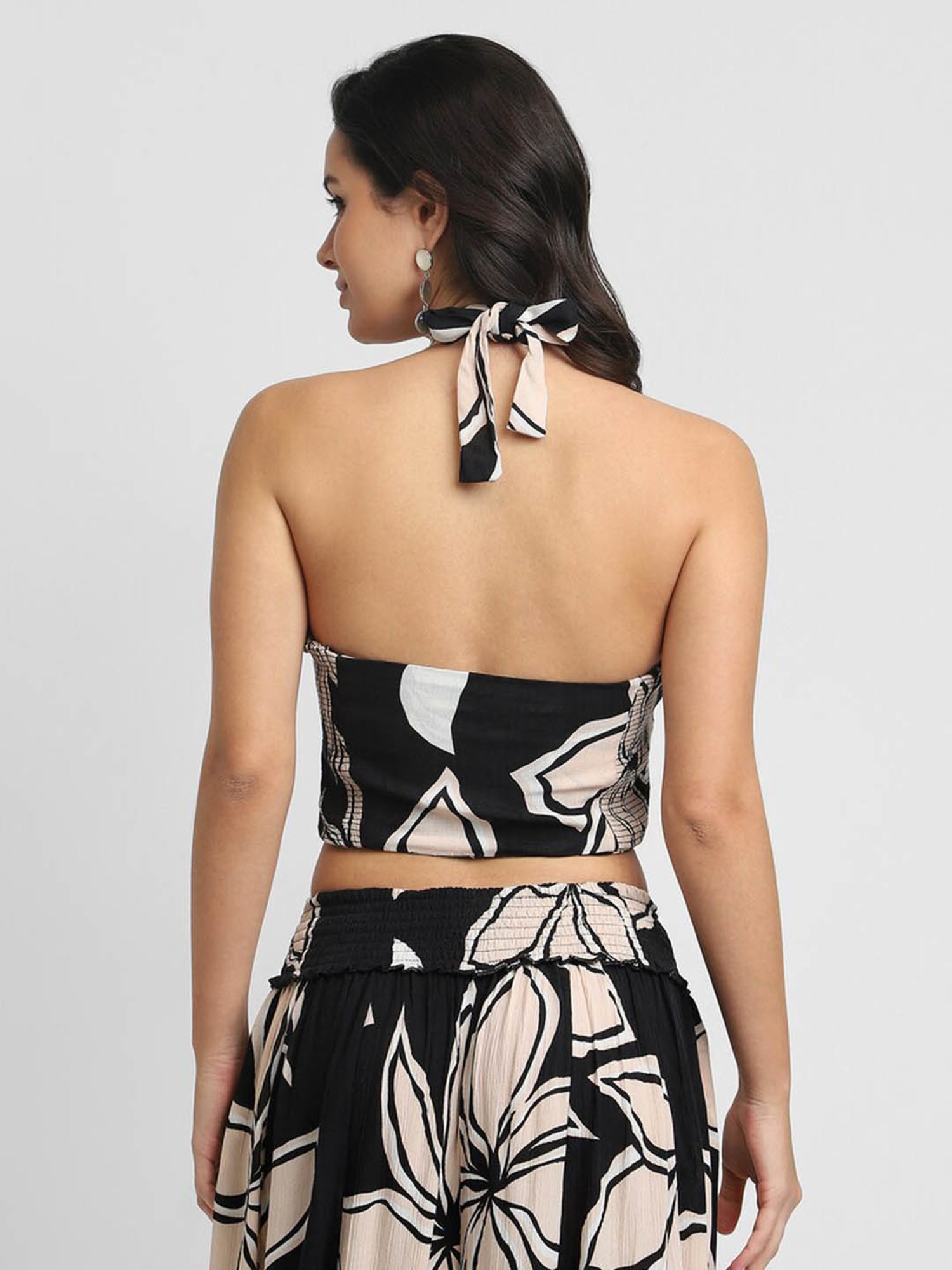 Forever 21 Black Printed Crop Top