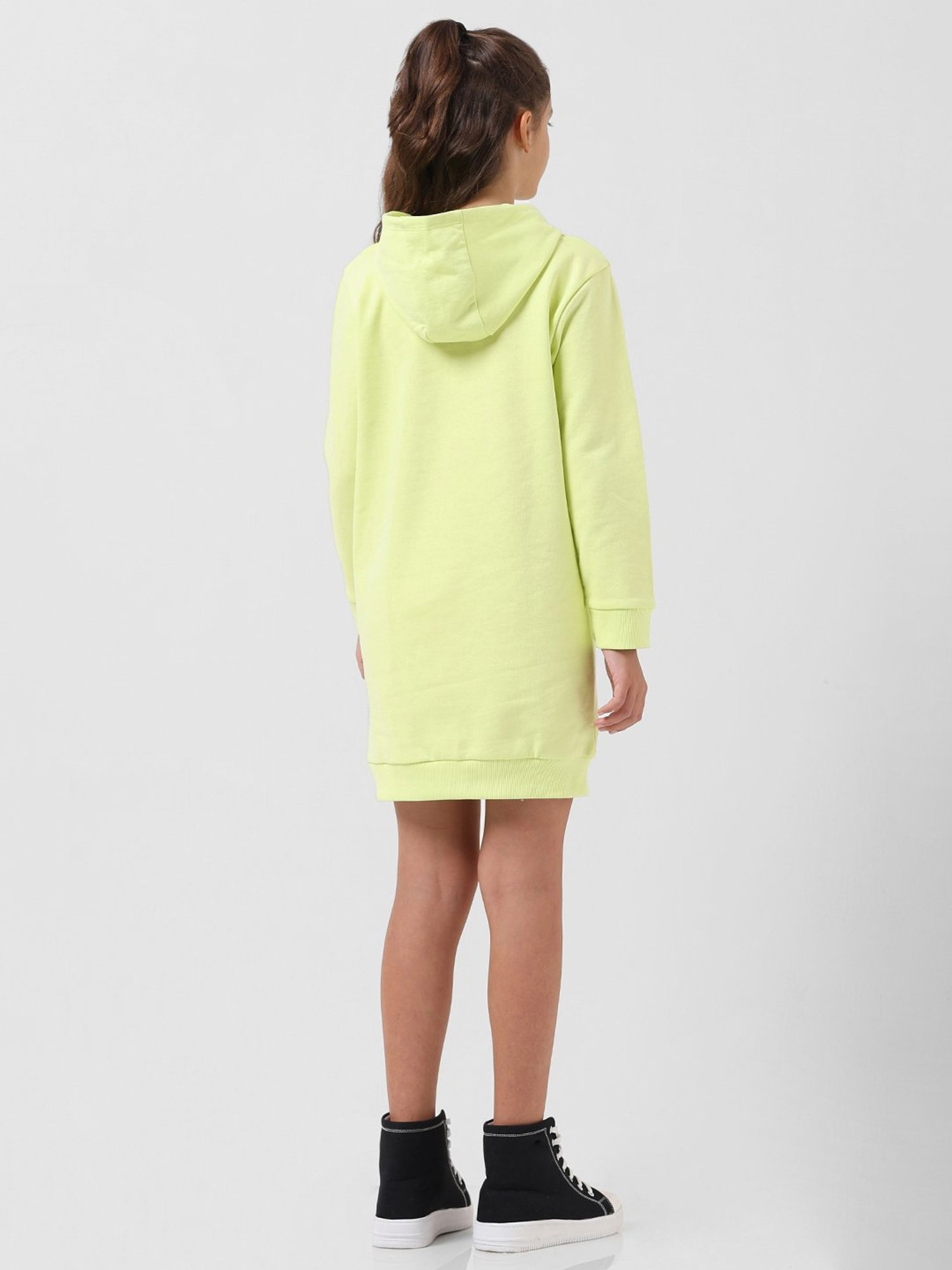 VERO MODA GIRL Green Printed Full Sleeves Sweatshirt Dress