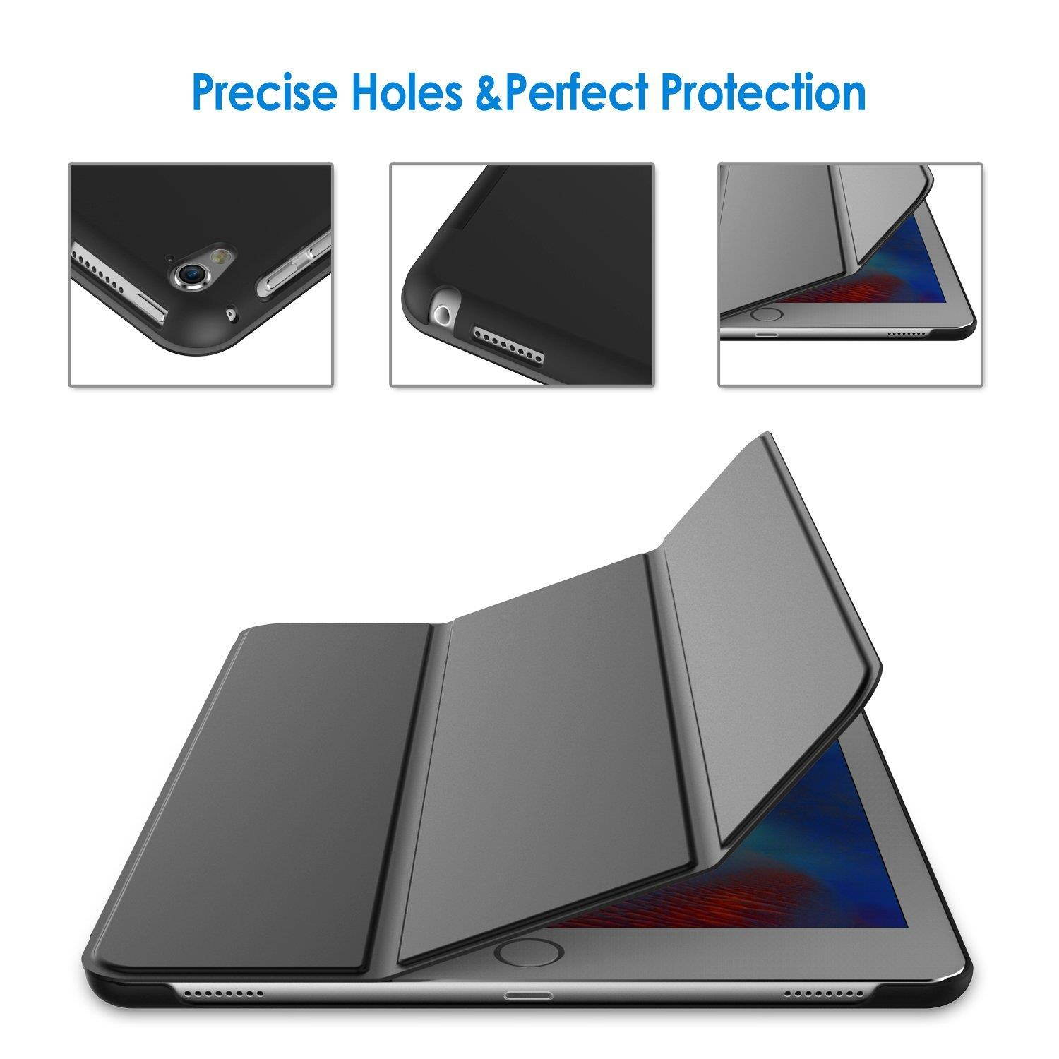 jetech case for apple ipad pro 9.7-inch (2016 model), smart cover auto wake/sleep, black