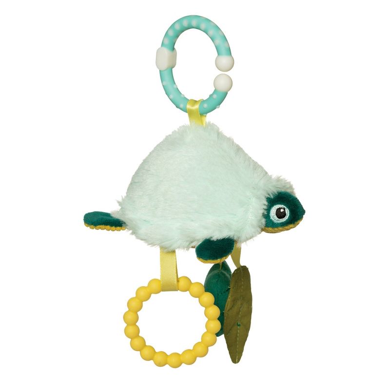 Manhattan Toy Theo Turtle Clip On Baby Toy with Rattle, Crinkle Paper and Soft Teether Ring