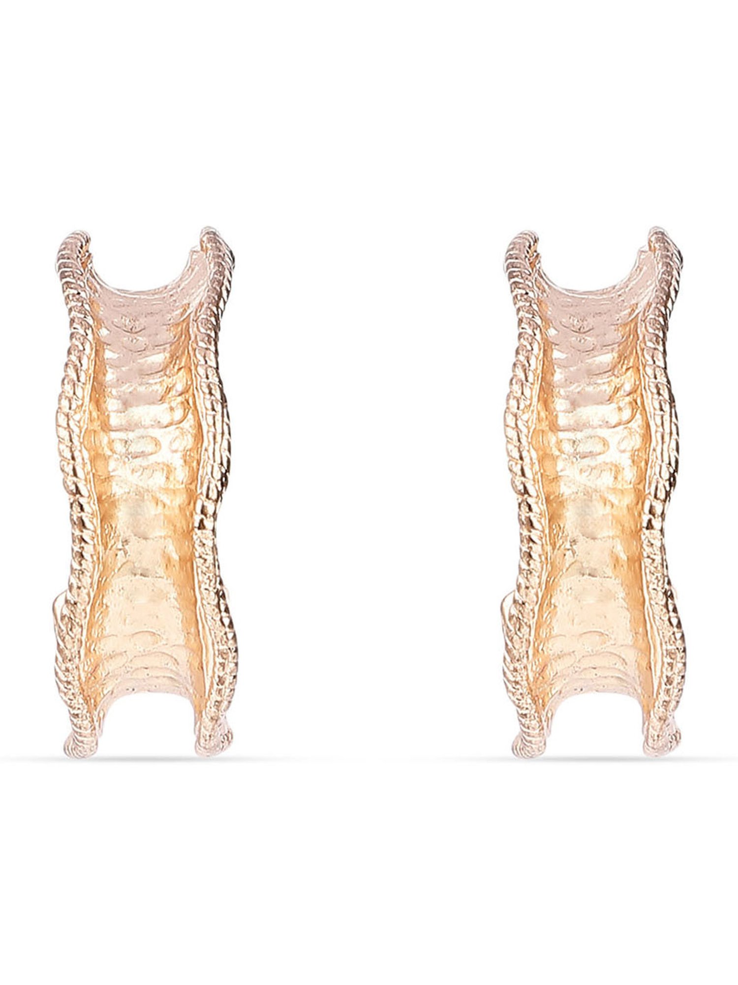 ToniQ Stylish Gold-Plated Textured Hoop Earrings for Women