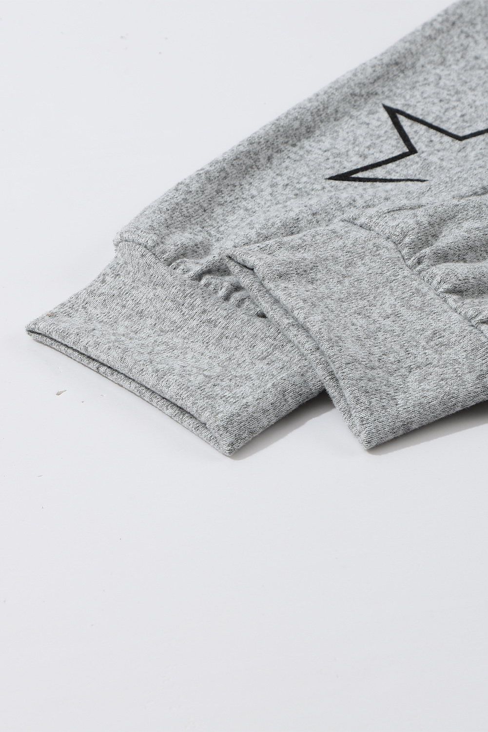 Gray Stars Print Long Sleeve Top and Drawstring Pants Set