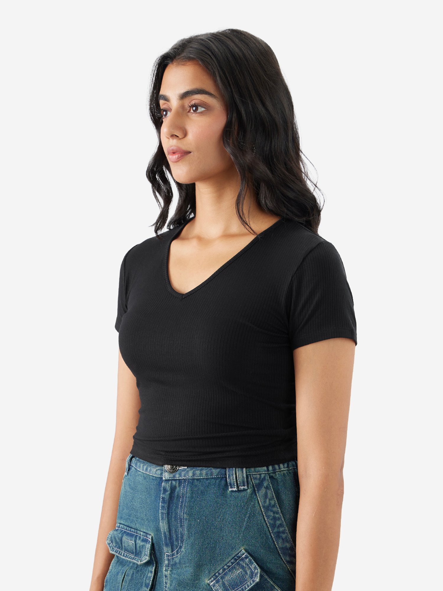 The Souled Store Black Regular Fit Crop Top