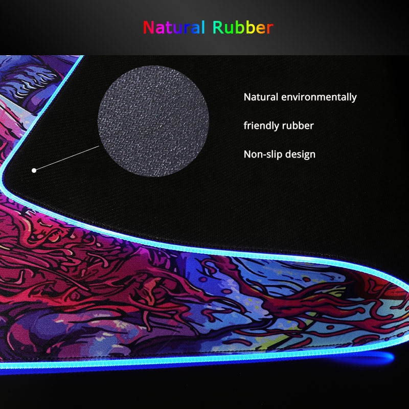 RGB Gaming Mouse Pad Large 900x400mm XL Red Dragon Pattern Computer Desk Mat Pad with LED Backlight For PC Laptop
