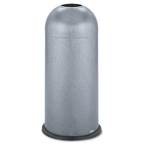 Safco Open Top Receptacle 15 Gallon 16-1/2"x34" Black/Silver 9676NC