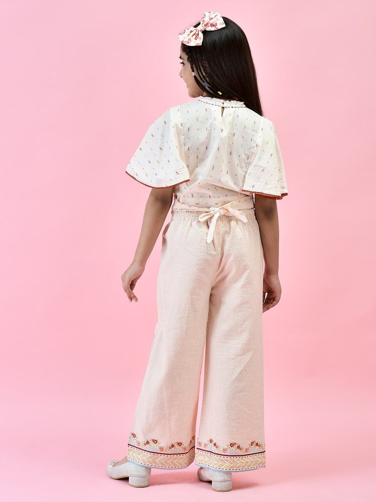 Juniper Girls Pink Floral Print Crop Top With Pants