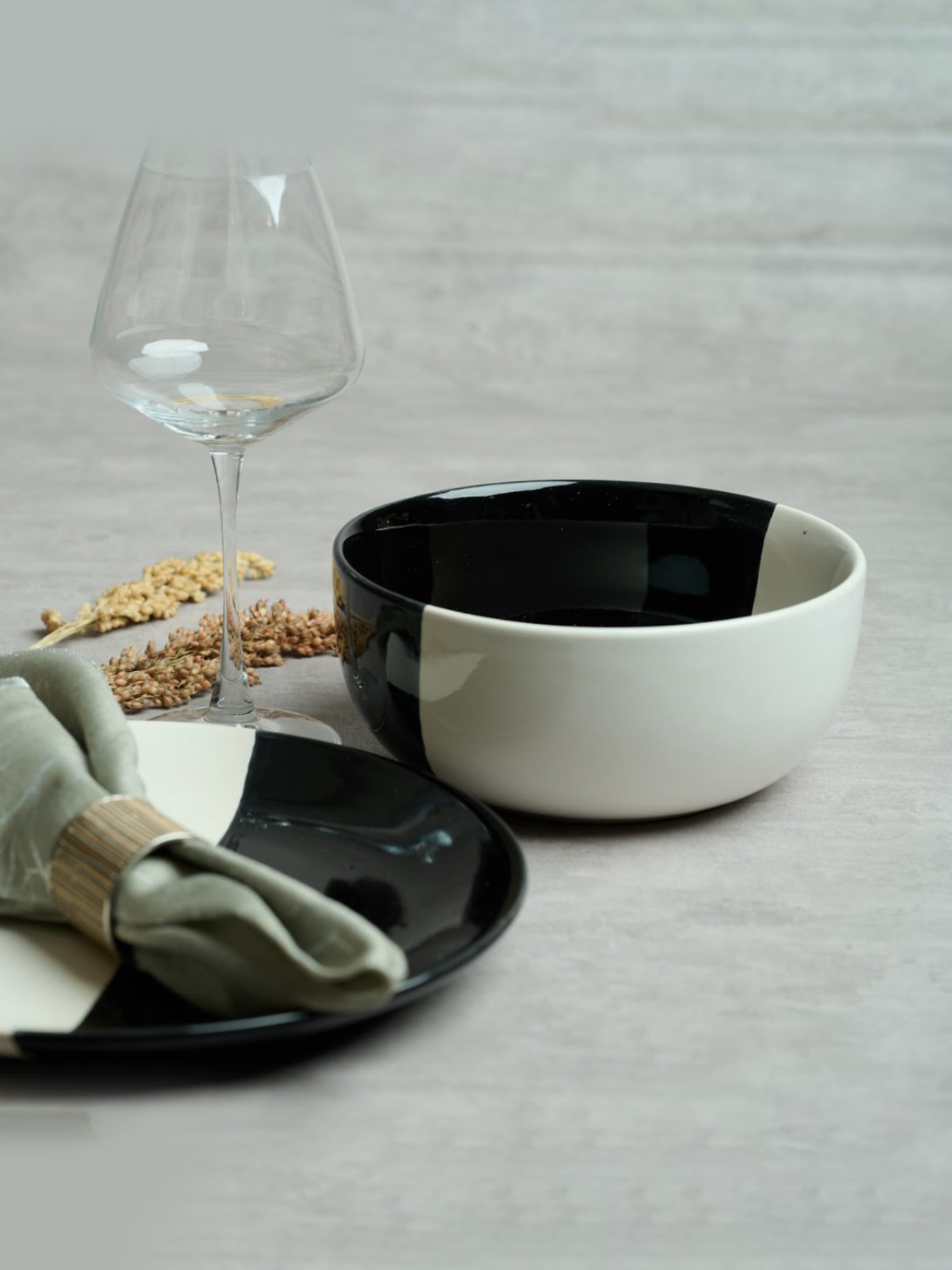 BlackCarrot Black & White Ceramic Dip Bowls Set of 2