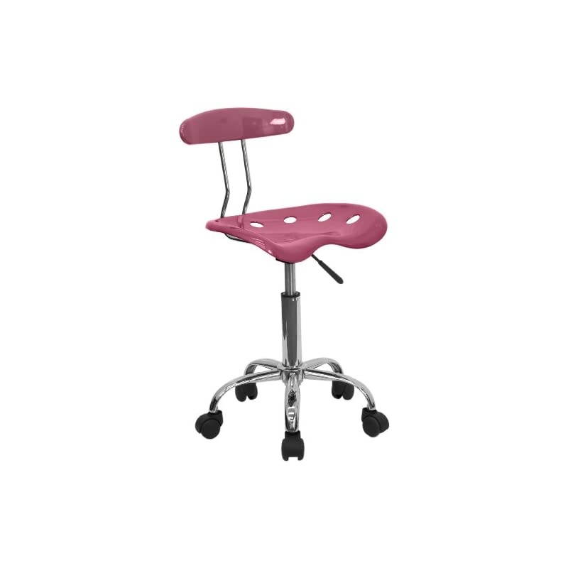 Vibrant Pink and Chrome Swivel Task Office Chair with Tractor Seat