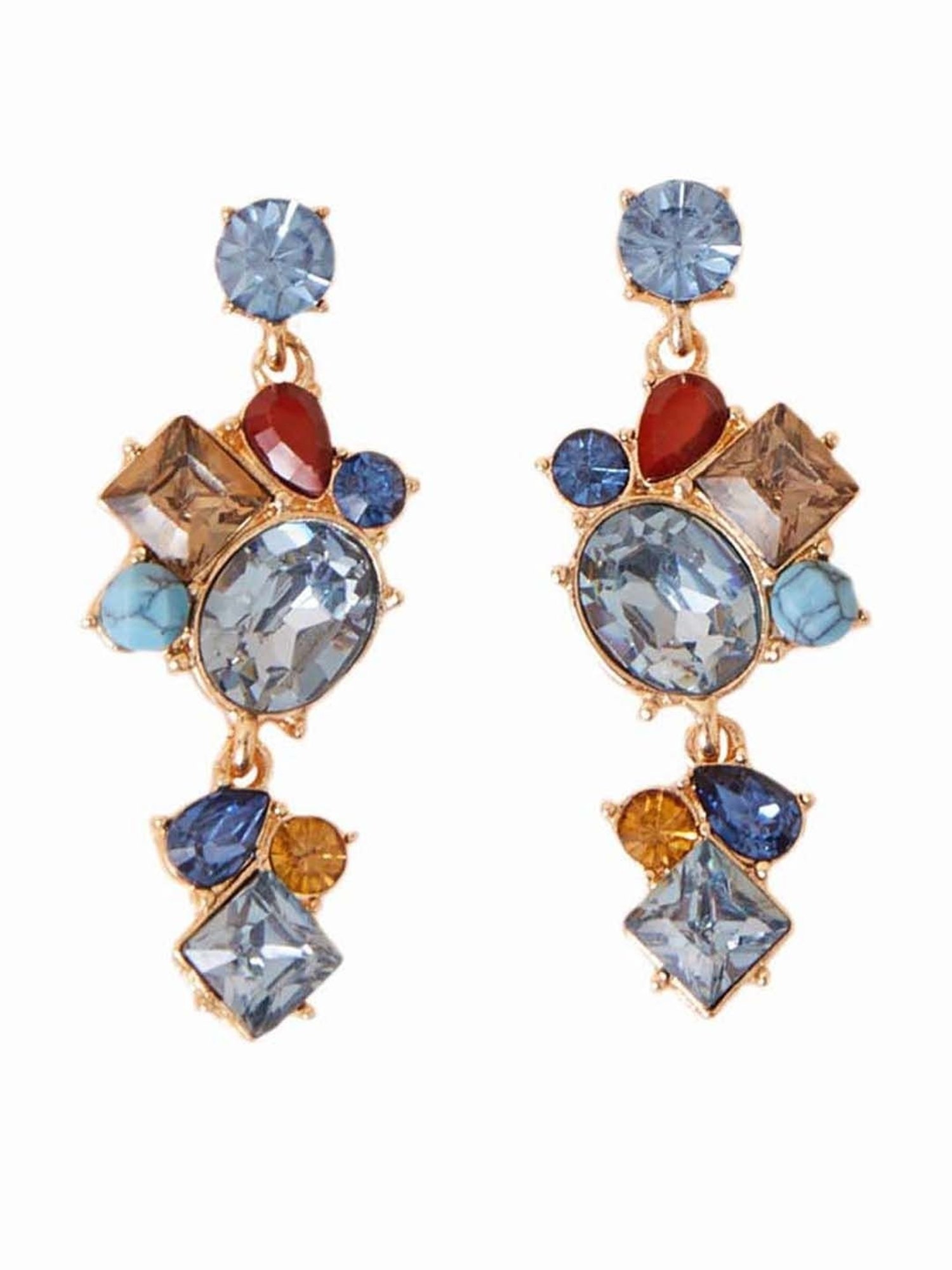 Accessorize London Women's Multicolored Eclectic Stone Statement Dangler Earrings