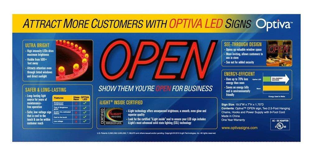 Optiva 20" Ultra Bright LED OPEN Sign