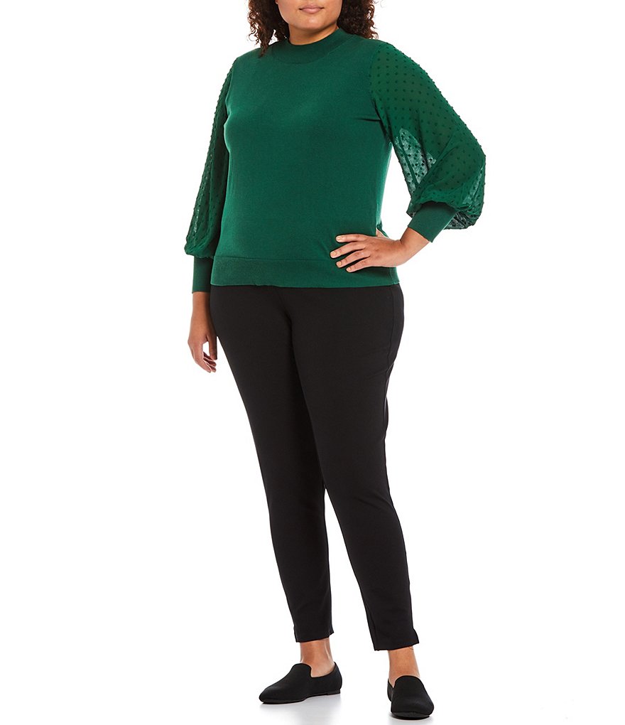 Ruby Rd. Plus Size Ombre Striped 3/4 Sleeve Button Front Long Cardigan