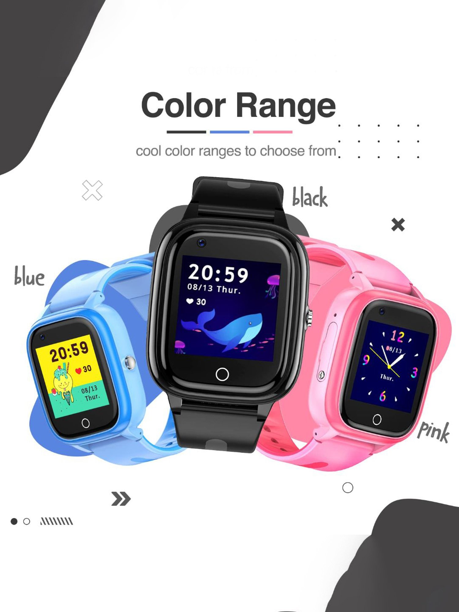 Turet Cotton Candy Pro 4G Smartwatch for Kids with Live Tracker GPS, SOS, HD Camera (Black)