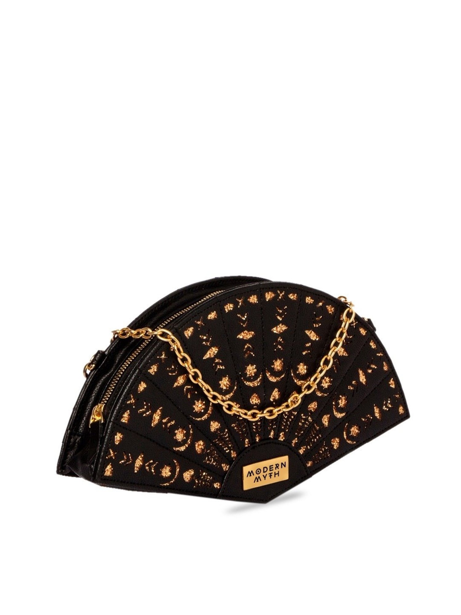 Modern Myth Black Shimmer Medium Fan Cross Body Bag
