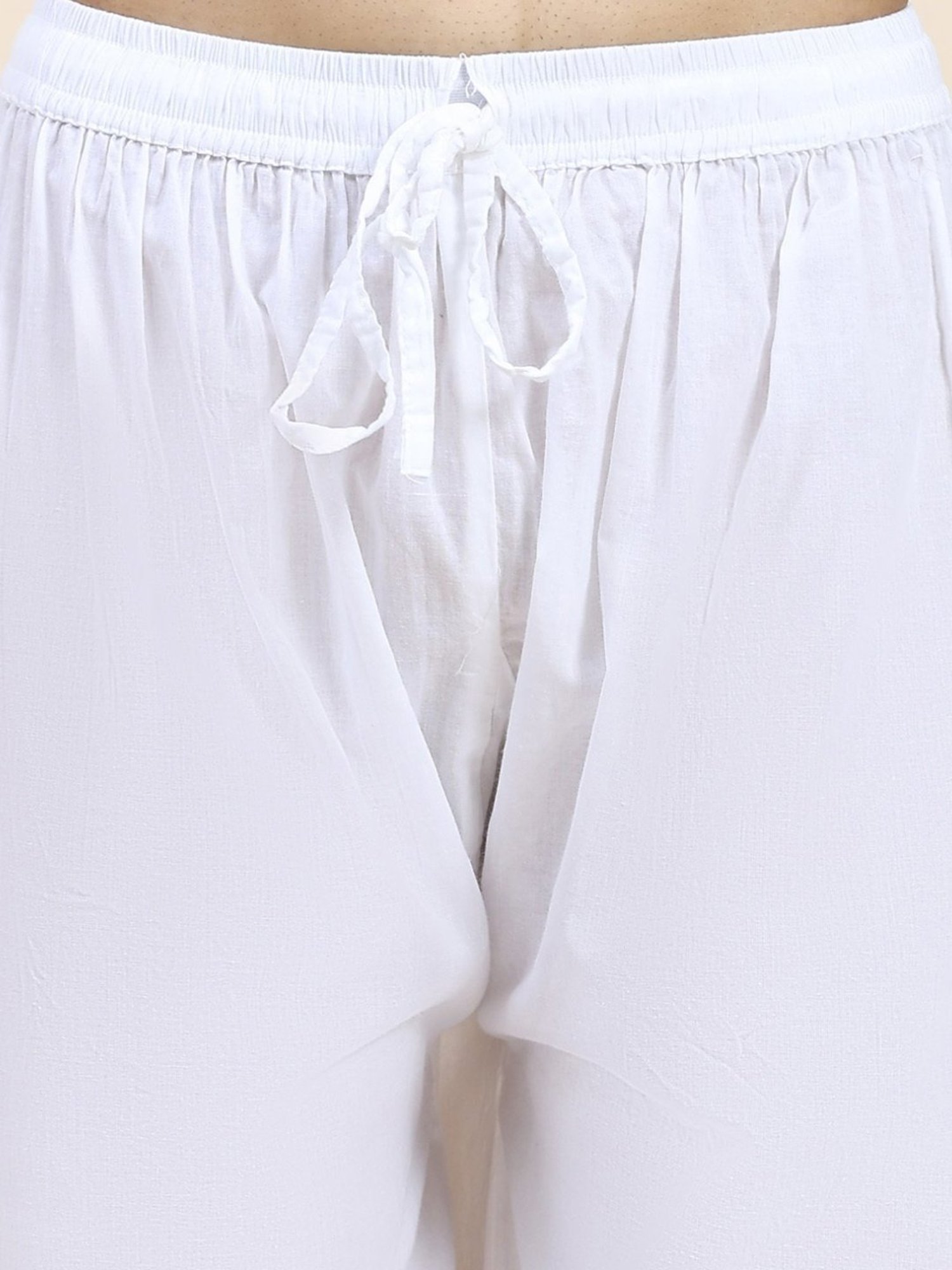 HOK Chikankari Cotton Pant Trouser White