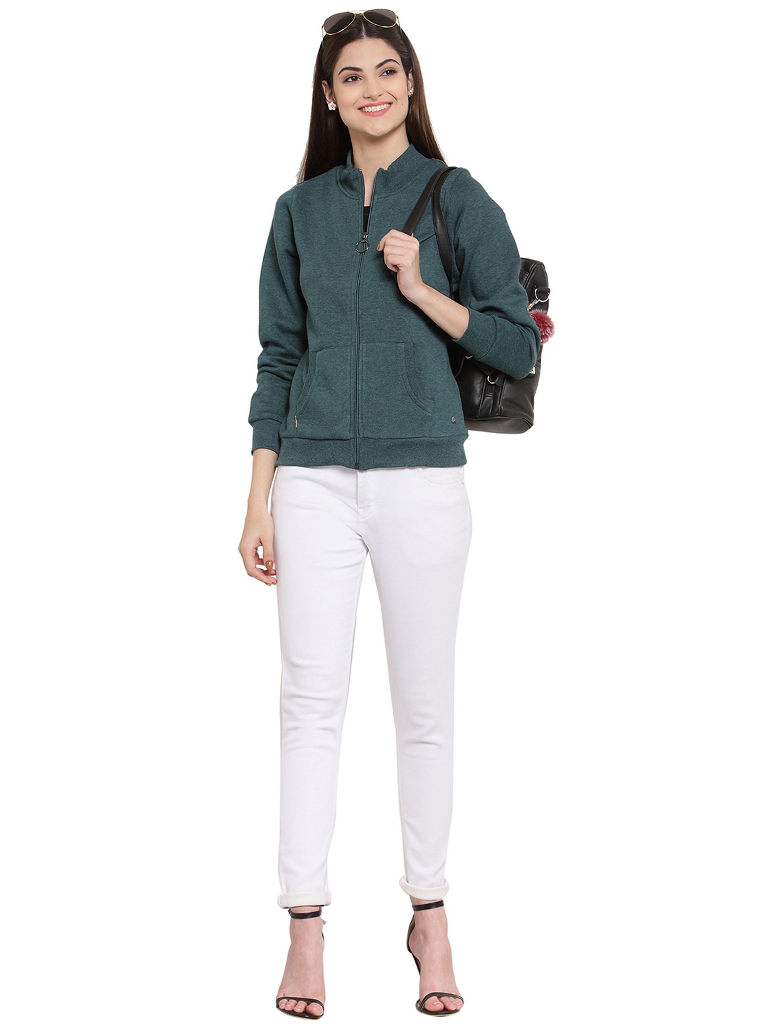 Juelle Green Mock Collar Sweatshirt