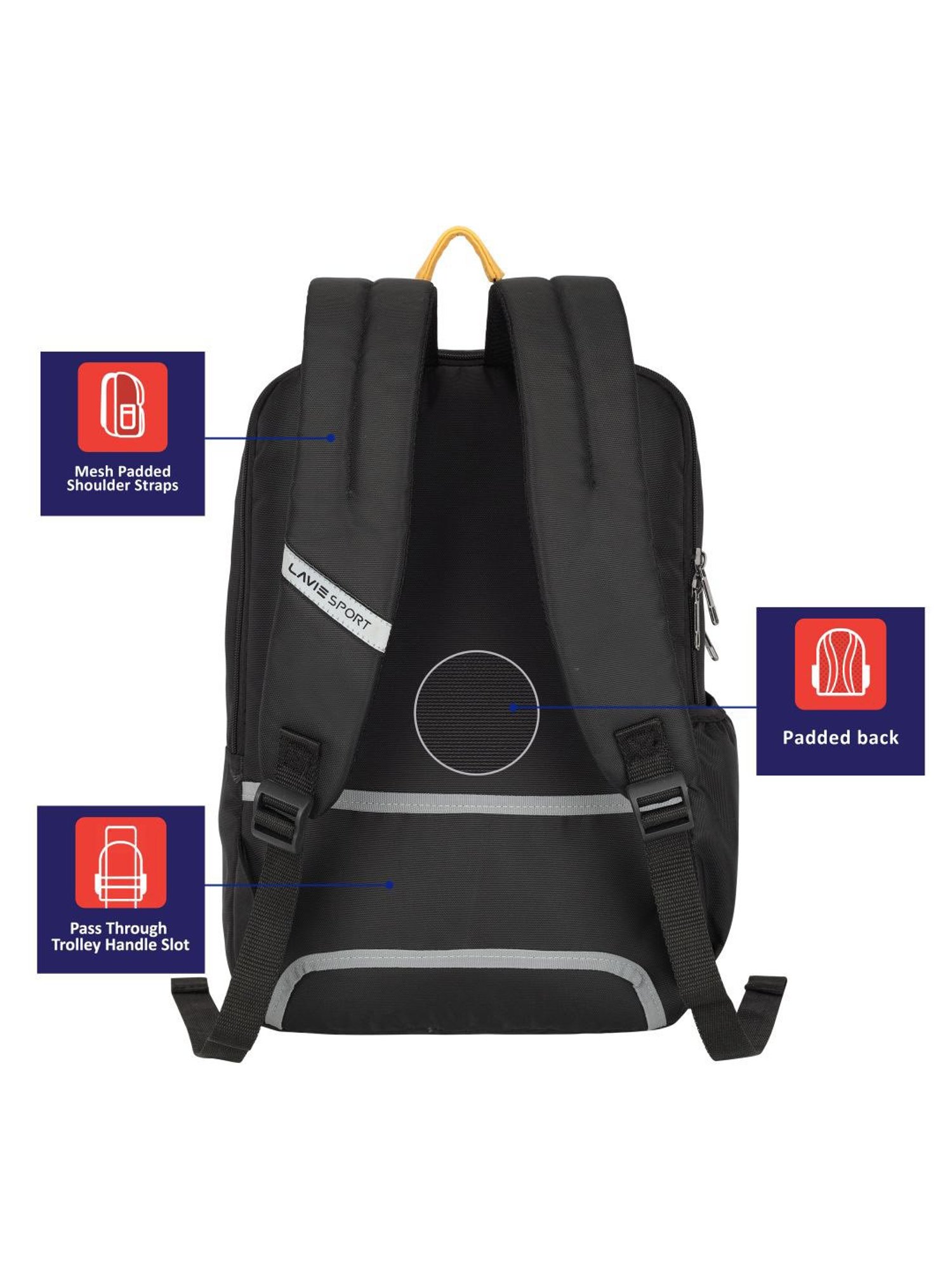 Lavie Sport Chairman Yellow Polyester Solid Laptop Backpack - 24 Ltrs