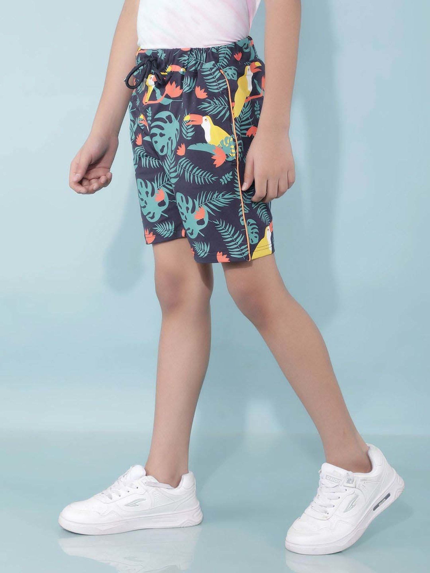 Crimsoune Club Boys Navy Cotton Floral Shorts