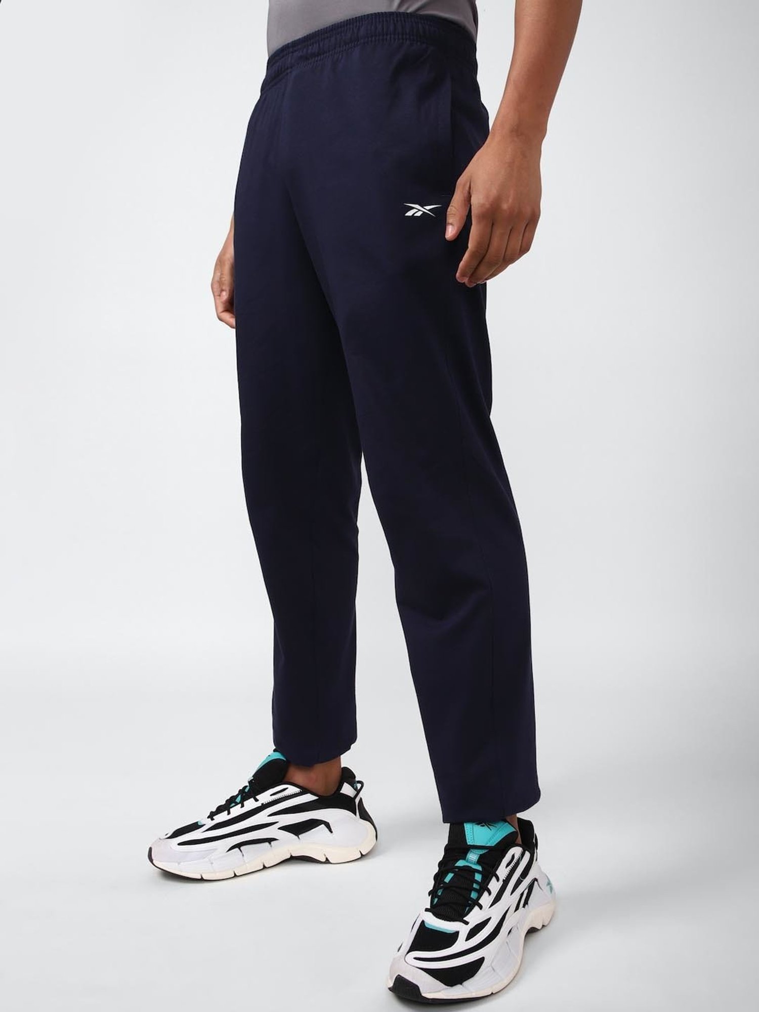 Reebok Navy Cotton Regular Fit Sports Trackpants