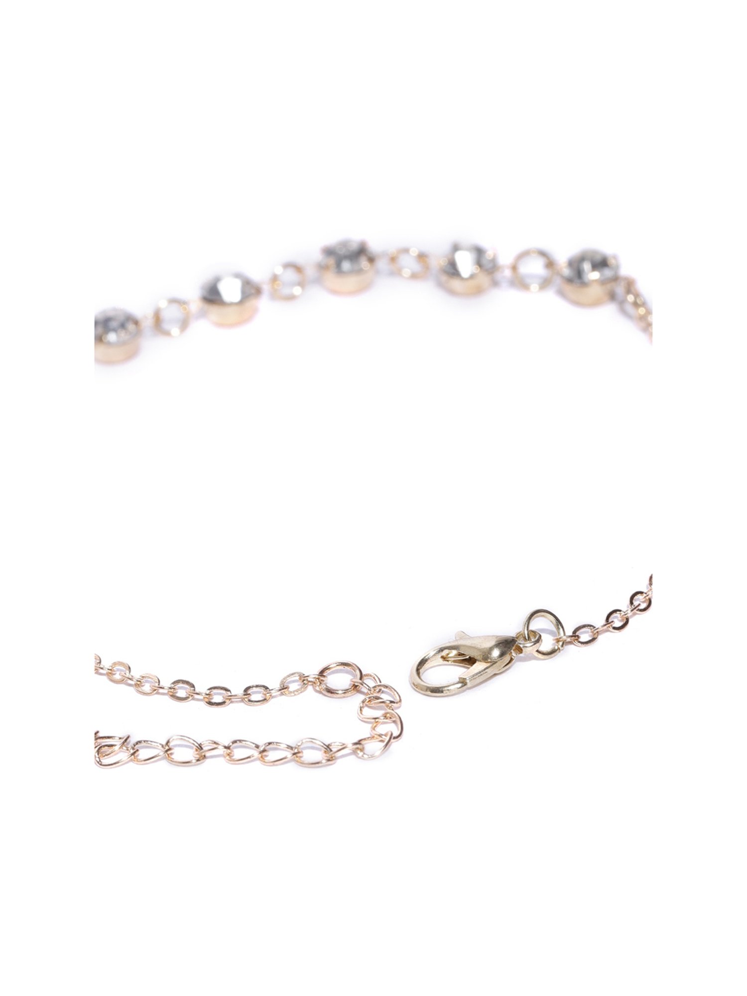 OOMPH Gold-Tone Crystal Delicate Fashion Stylish Latest Anklet for Women