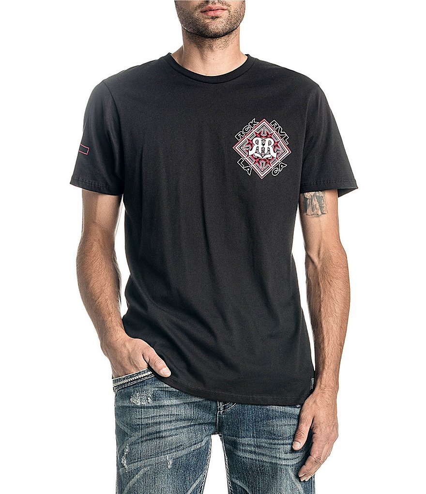 Rock Revival Short-Sleeve Double R Logo Graphic Paisley T-Shirt