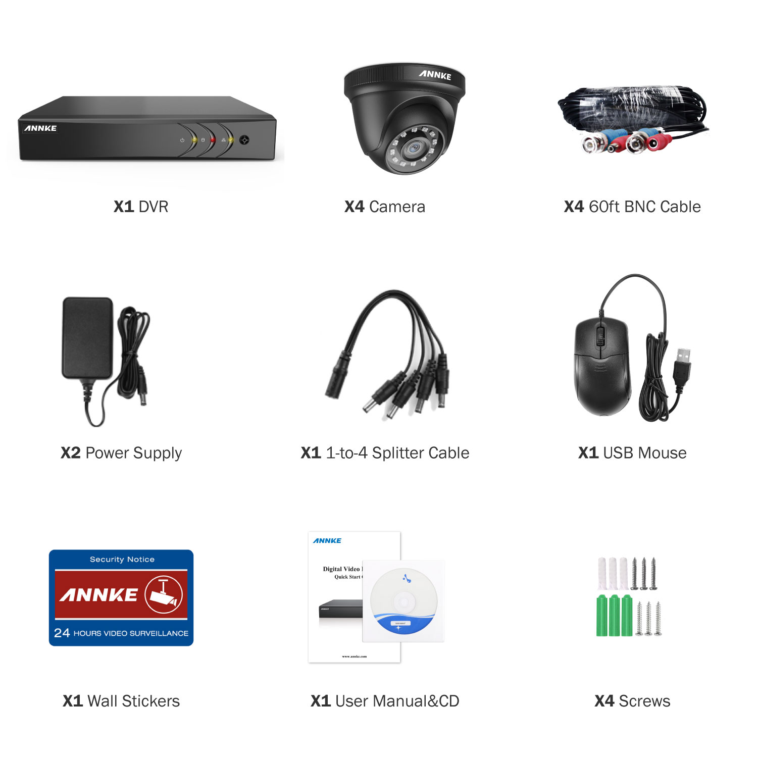 ANNKE 8CH Security Camera System HD-TVI 1080P Lite H.265+ DVR with 1080P HD Indoor/Outdoor Weatherproof CCTV Cameras, Motion Alert, Remote Access without HDD