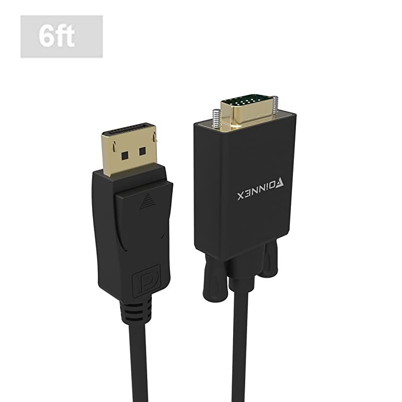 to VGA CableDisplayPort to VGA Monitor Cable 18mMale Display Port to VGA Male Adapter Cordin VGA out Video Converter Lead 1080P60Hz for LenovoHPDellASUS LaptopPCDesktop to TVProjector