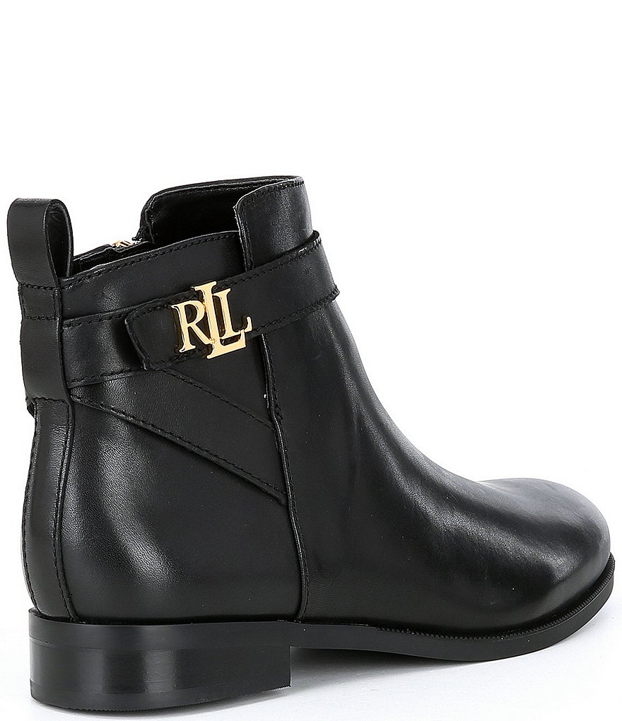Lauren Ralph Lauren Bonne Logo Detail Leather Ankle Booties