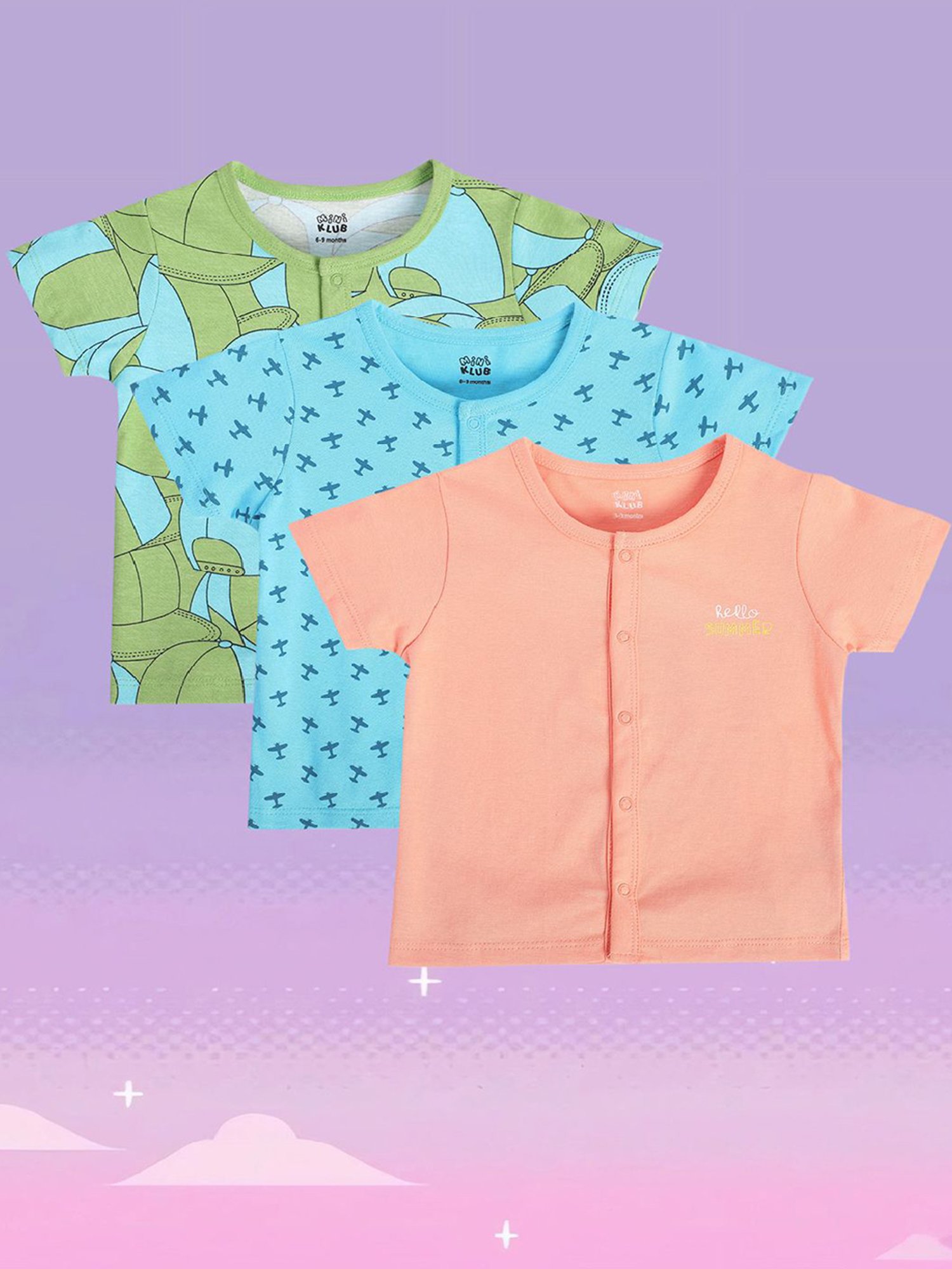 MINIKLUB Kids Multicolor Printed Shirt (Pack Of 3)