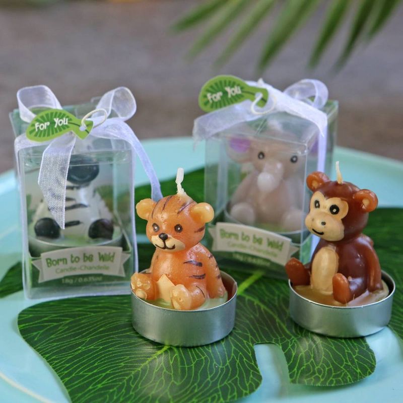 4ct 'Born to be Wild' Animal Candles in Gift Packaging