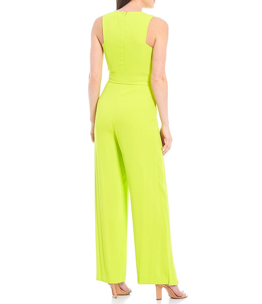 Antonio Melani Belinda Stretch Crepe Sleeveless Slit-Leg Sash Belted Jumpsuit