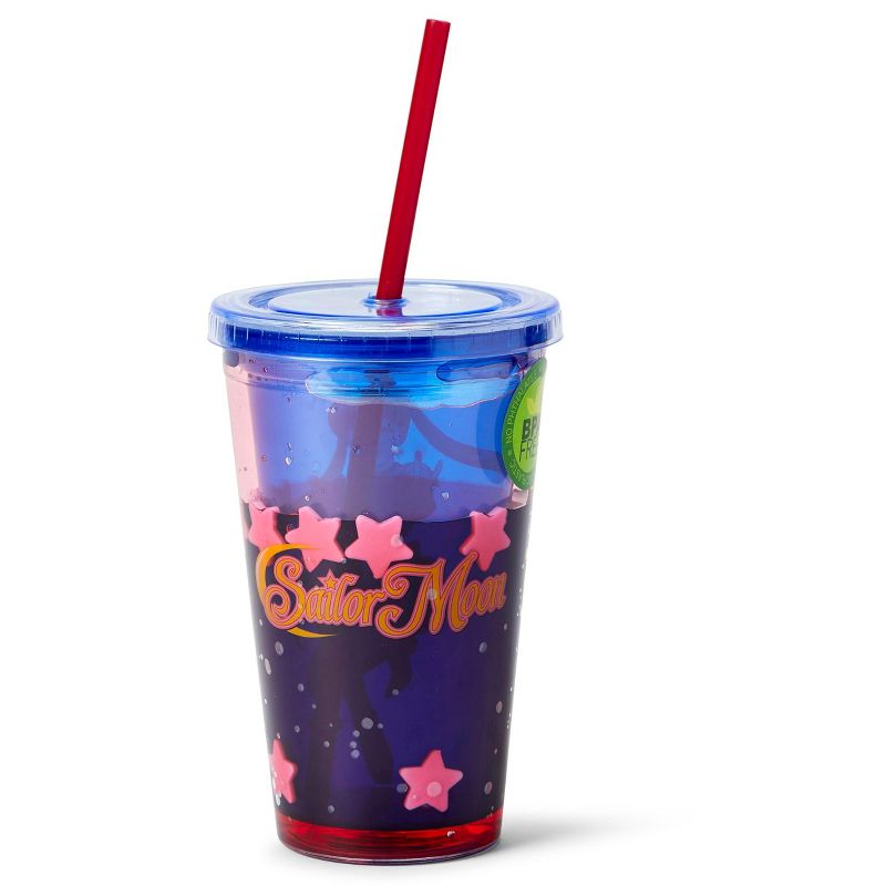 Just Funky Sailor Moon Confetti Plastic Tumbler Cup With Lid & Straw | Holds 16 Ounces