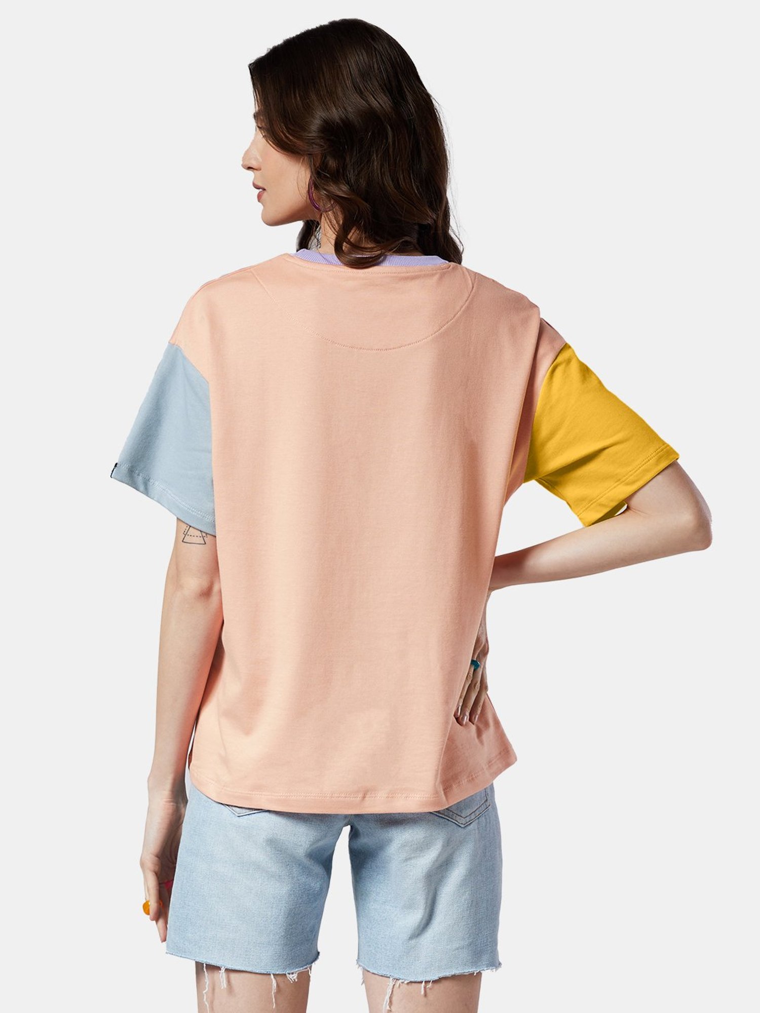 The Souled Store Multicolor Color-Block Oversized T-Shirt