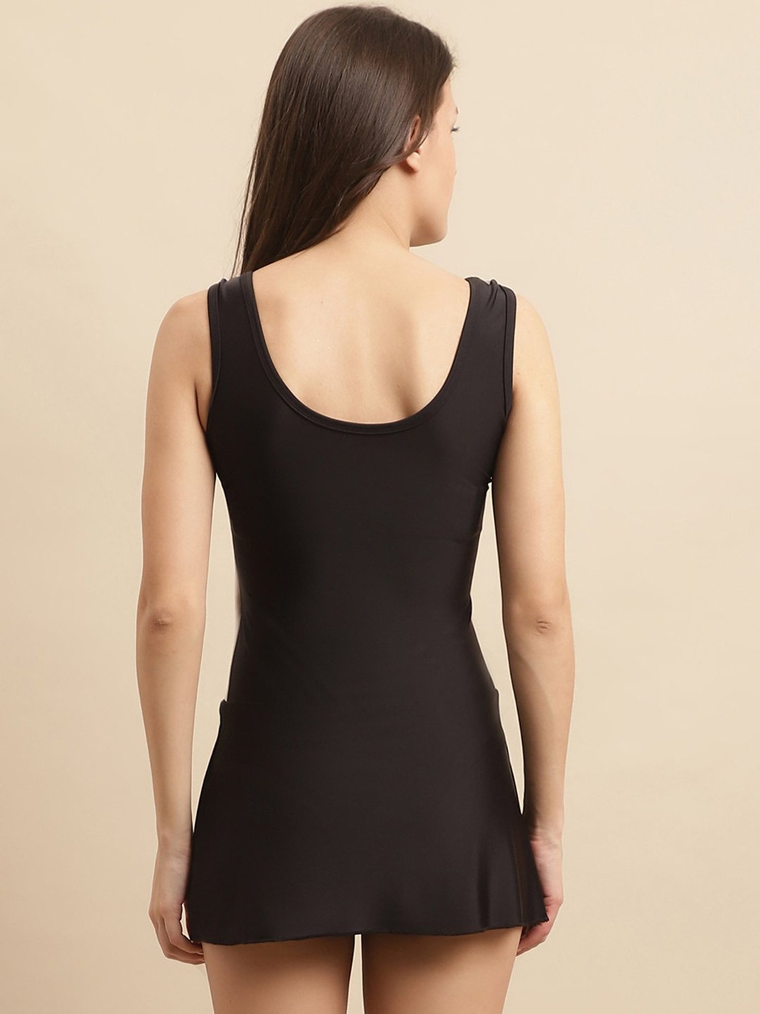 TAG 7 Black & Beige Color-Block Swimsuit