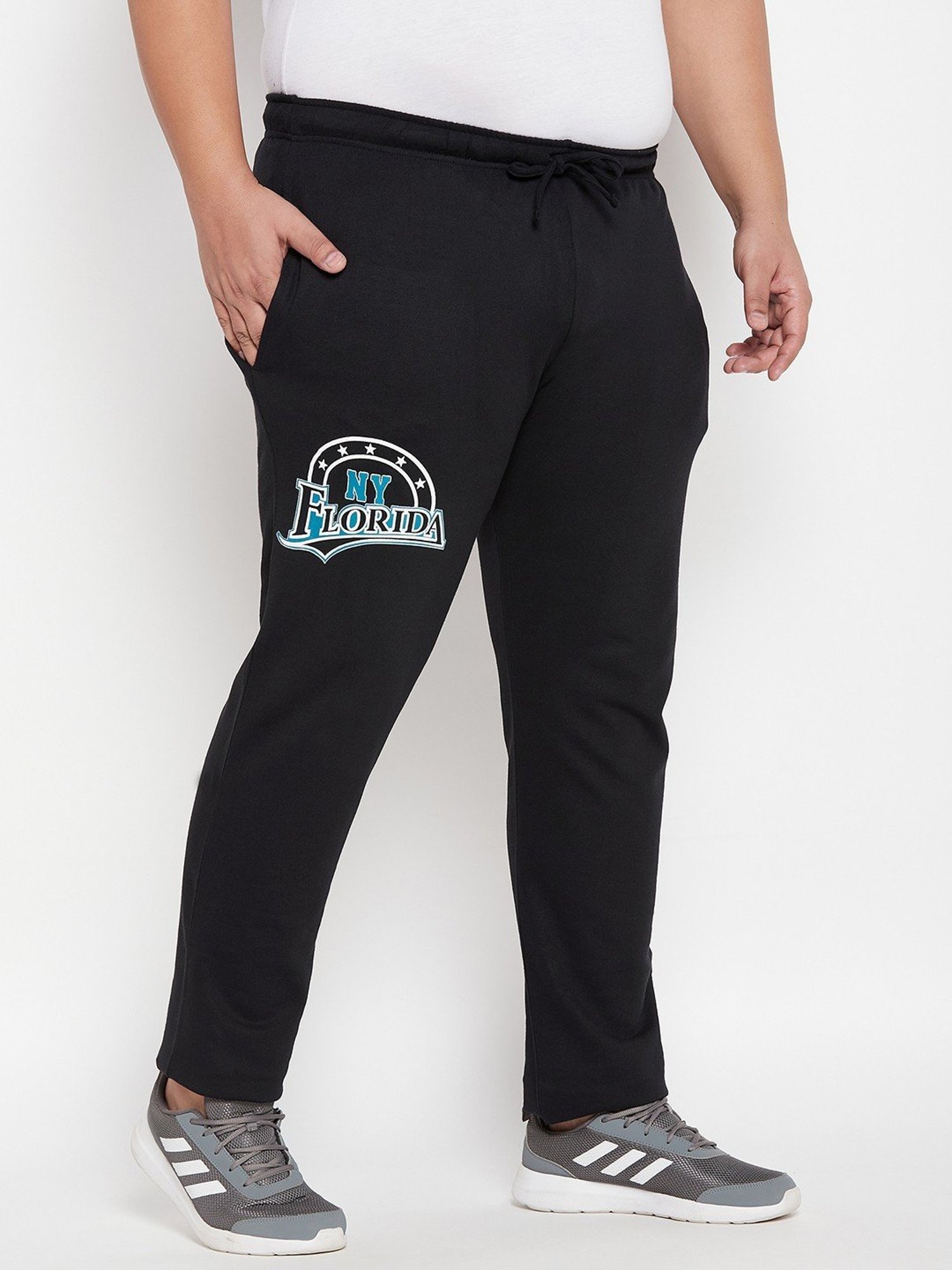 Bigbanana Black Cotton Regular Fit Printed Trackpants