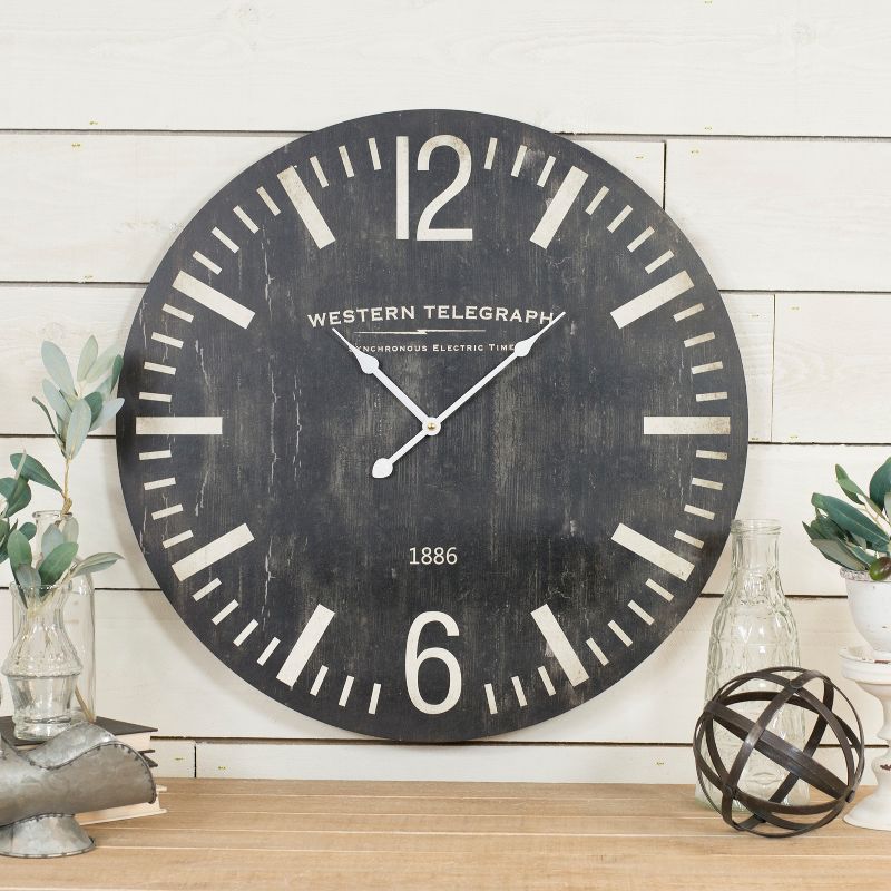 VIP Home Garden 23"x1.5"x23" Wall Clock 23" Black
