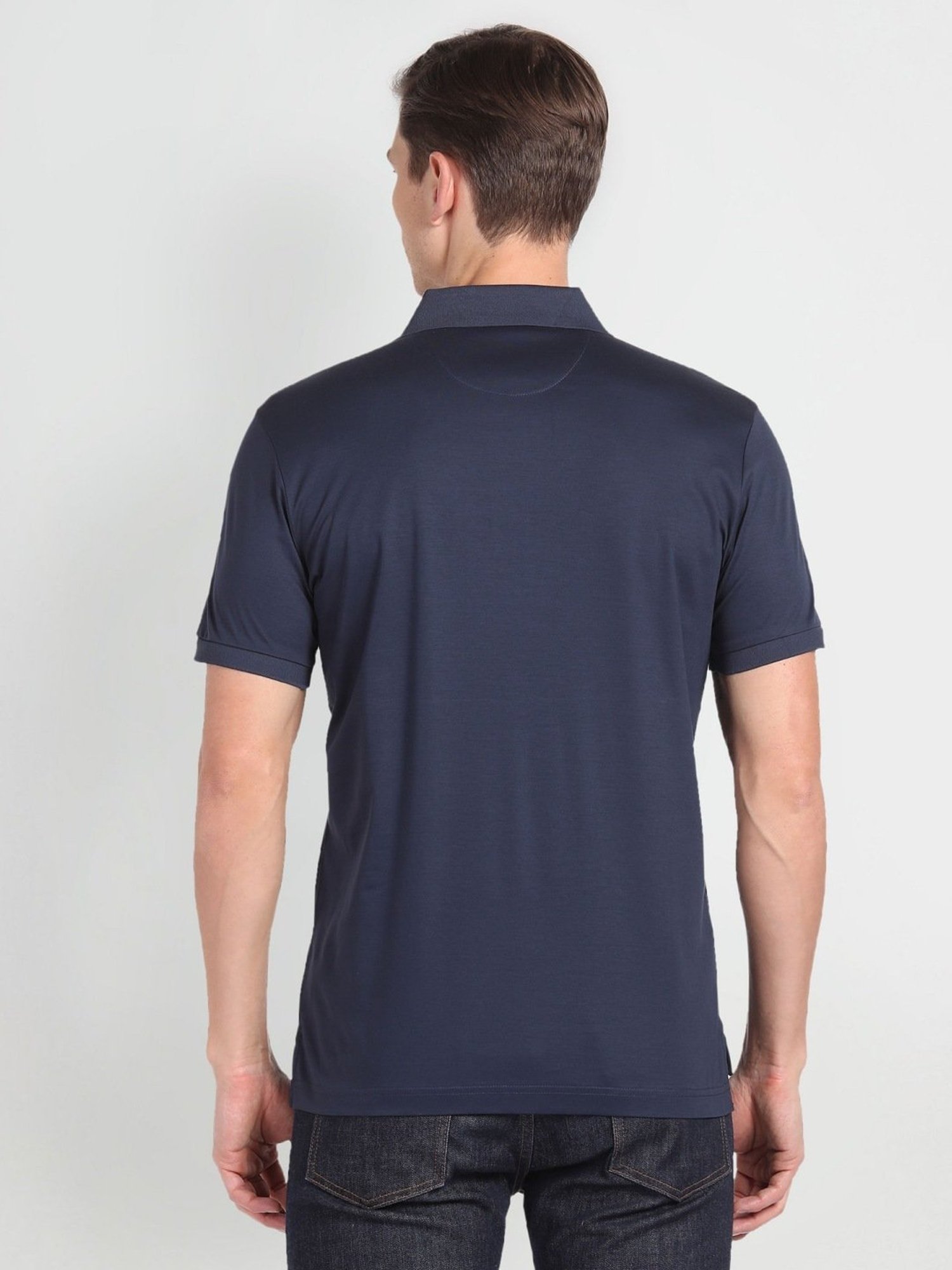 Arrow Blue Cotton Regular Fit Polo T-Shirt