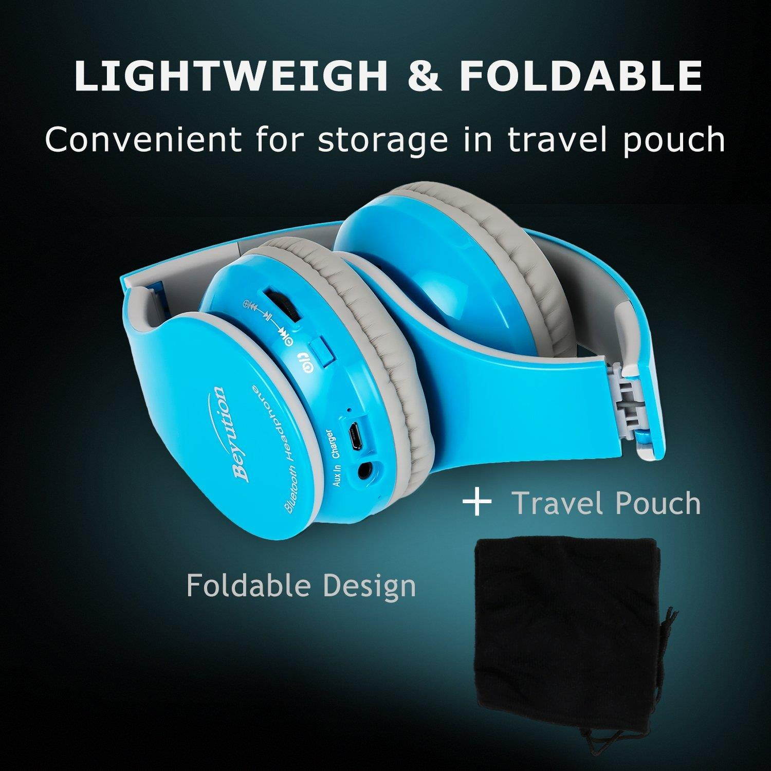 Back to School gift-New Blue color Beyution513@ Over-ear- HiFi Stereo Clear Mic-phone- Bluetooth Headphones-With Retail Package!